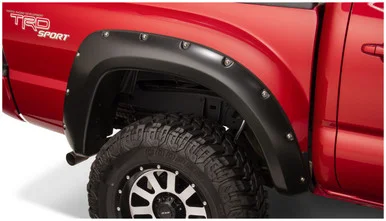 05-21 Toyota Tacoma Rear 2pc Pocket/Rivet Style Fender Flares Black Smooth Finish – Bushwacker Flares