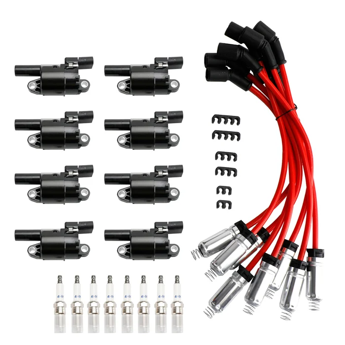09-16 Chevy Silverado 1500 V8 6.2L 8x Ignition Coil+Spark Plug+Wire UF414 CUF414 12573190 GN10165