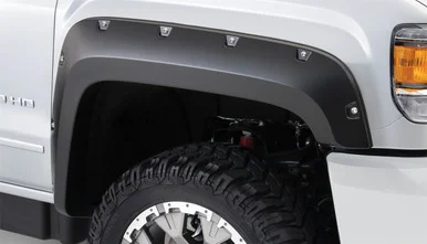 15-19 GMC Sierra 2500HD/3500HD 4pc Set Pocket/Rivet Style Fender Flares Black Smooth Finish – Bushwacker Flares