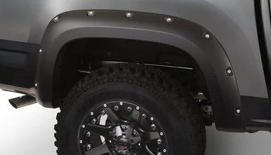 15-21 Chevy Colorado 74in Bed Rear 2pc Pocket/Rivet Style Fender Flares Black Smooth Finish – Bushwacker Flares