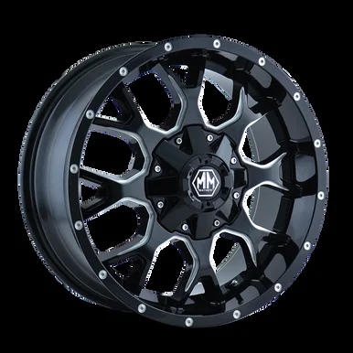 17×9 5×4.5/5×5 4.5BS 8015 Warrior Black Milled Spokes – Mayhem Wheels