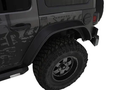 18-21 Jeep JL Rear 2pc Flat Style Fender Flares Black Textured Finish – Bushwacker Flares