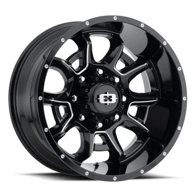 20X10 6-5.5 (6-139.7) 4.5BS Gloss Black Milled Spoke Bomb – Vision Wheel