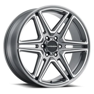 22×9.5 6×135 6.4BS Wedge Gunmetal – Vision Wheel