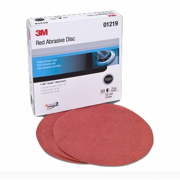 3M – 01219 – Red Abrasive Hookit Disc, 6 in, P320