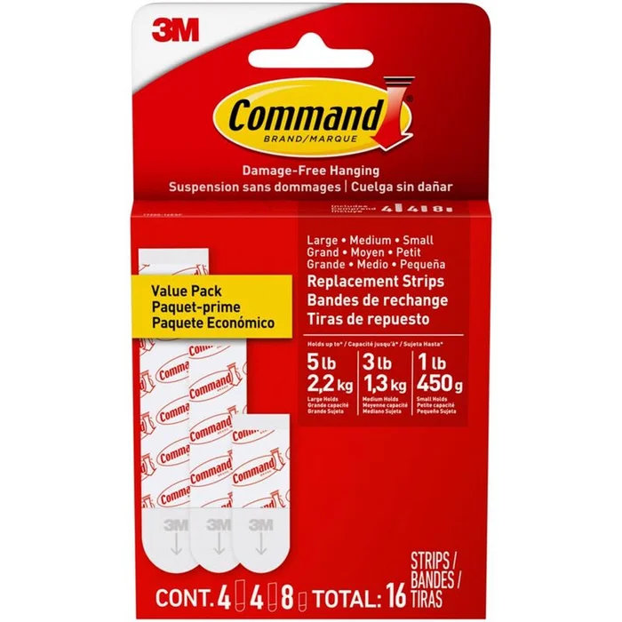 3M – 17200-ES – Assorted Foam Mounting Strips 3-3/8 in. L – 12/Pack