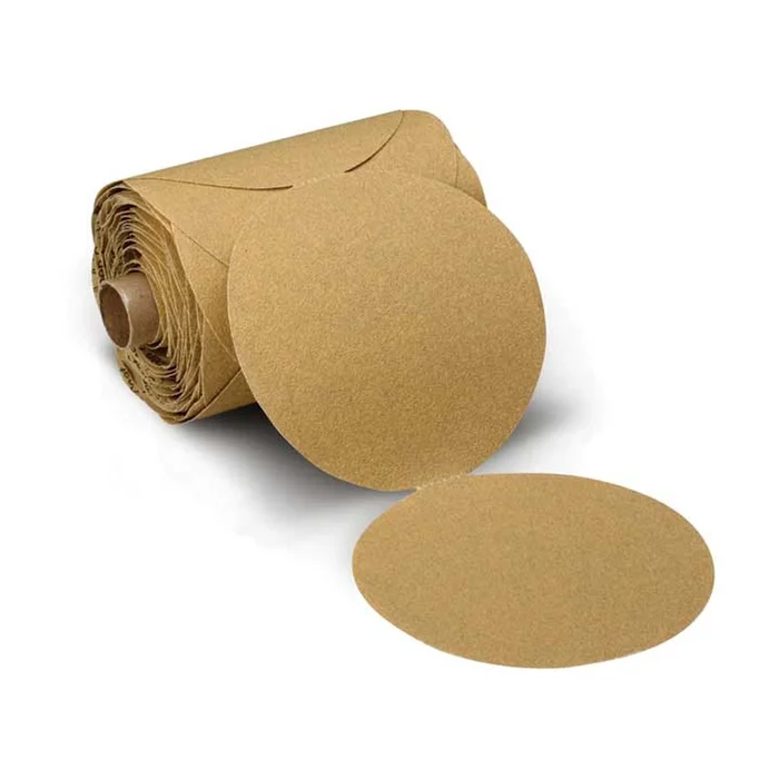 3M – 55541 – 236U Series Abrasive Disc Roll, 5in Dia, P100 Grit, PSA, Gold