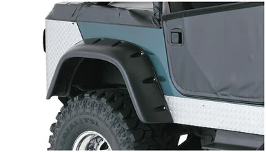 56-86 Jeep CJ5/CJ5A/CJ6/CJ6A/CJ7/Willys Rear 2pc Cut-Out Fender Flares Black Textured Finish – Bushwacker Flares
