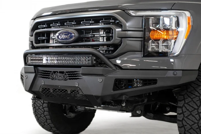 Addictive Desert Designs HoneyBadger Front Bumper w/ Top Hoop: 21-23 F-150 – F197431040103