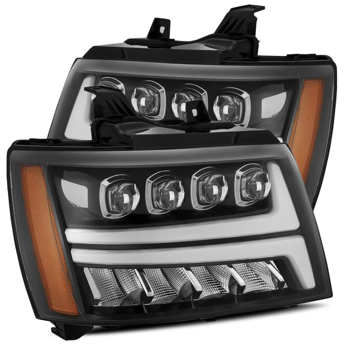 AlphaRex 07-14 Chevrolet Tahoe/Suburban/07-13 Avalanche Nova-Series LED Projector Headlights Plank Style Design Gloss Black w/ Activation Light and DRL – 880287