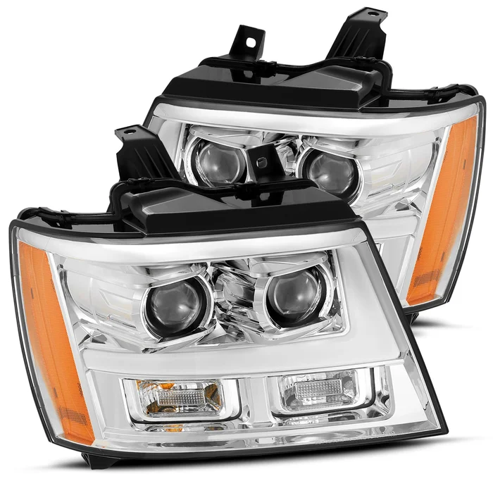 AlphaRex 07-14 Chevrolet Tahoe/Suburban/07-13 Avalanche PRO-Series Projector Headlights Plank Style Design Chrome w/ Activation Light – 880283