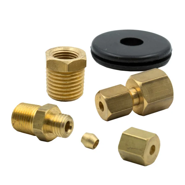 Autometer 1/8in NPTF Compression to 1/8in Line Brass Fitting Kit – 3290