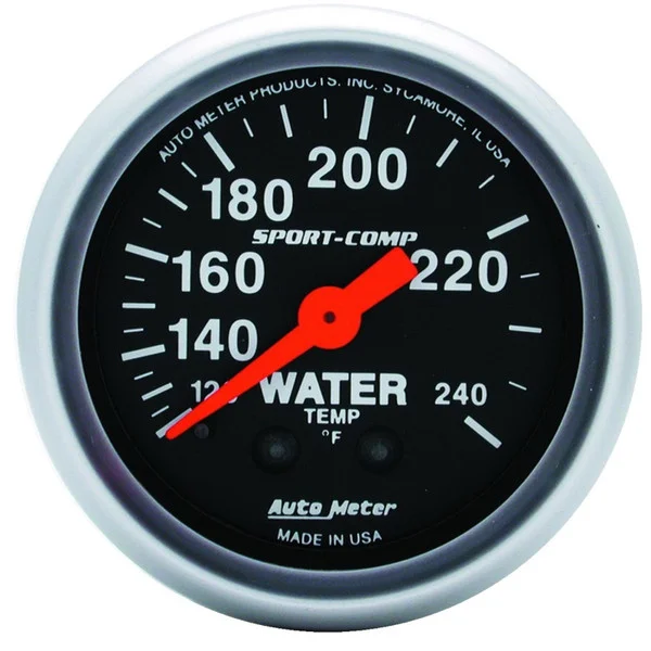 Autometer 2-1/16in 120-240 Degree F Mechanical Water Temp Sport-Comp Gauge w/ 12ft Tubing – 3333