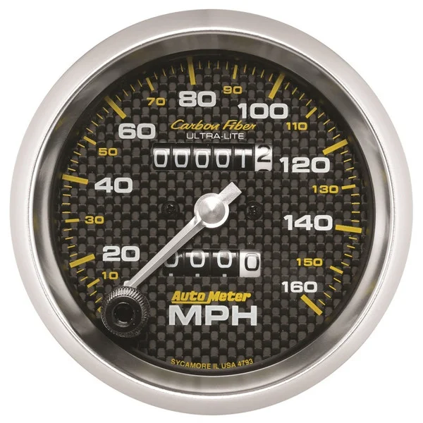 Autometer 3-3/8in Carbon Fiber 0-160MPH Mechanical Speedometer – 4793