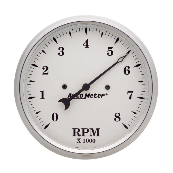 Autometer 5 inch 8000rpm In-Dash Old Tyme Tachometer – White – 1699
