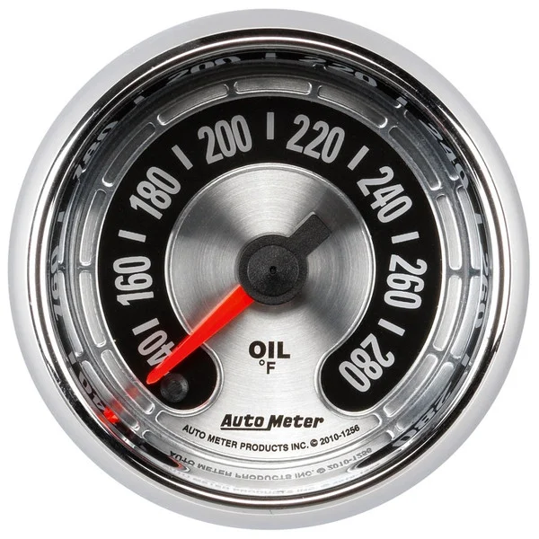 Autometer American Muscle 2-1/16in Full Sweep Electric Digital Stepper 140-280 Deg F Oil Temp Gauge – 1256