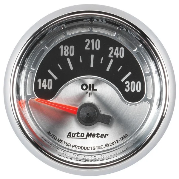 Autometer American Muscle 2-1/16in Short Sweep Electric 140-300 Deg F Oil Temp Gauge – 1248