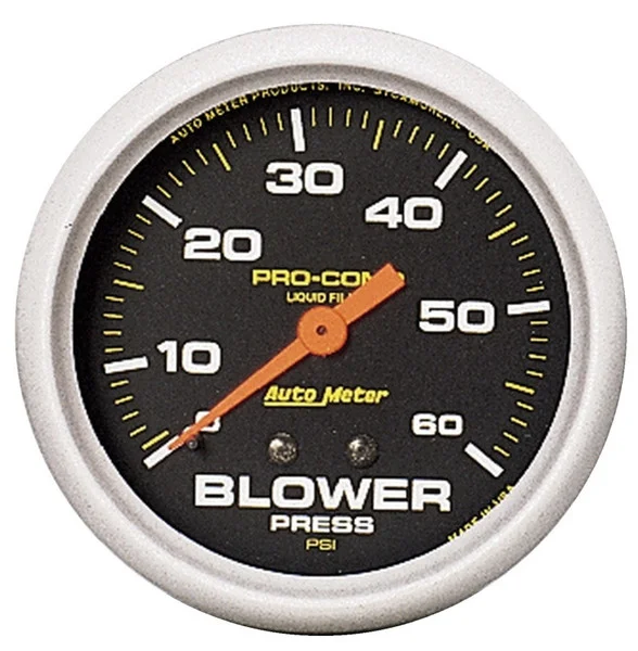 Autometer Blower Pressure w/ Memory 60PSI Liquid Filled Mechanical Boost Gauge – 5403