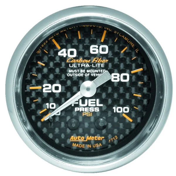 Autometer Carbon Fiber 52mm 100 PSI Mechanical Fuel Pressure Gauge – 4712