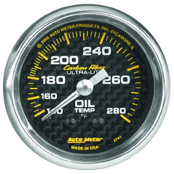 Autometer Carbon Fiber 52mm 140-280 Deg F Mechanical Oil Temp Gauge – 4741