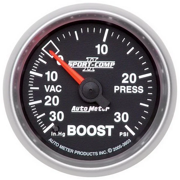 Autometer Sport-Comp II 52mm 30 PSI Mechanical Boost Vacumm Gauge – 3603
