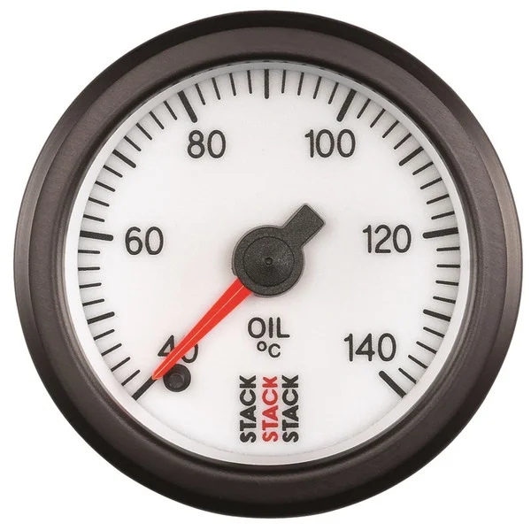 Autometer Stack 52mm 40-140 Deg C 1/8in NPTF Male Pro Stepper Motor Oil Temp Gauge – White – ST3359