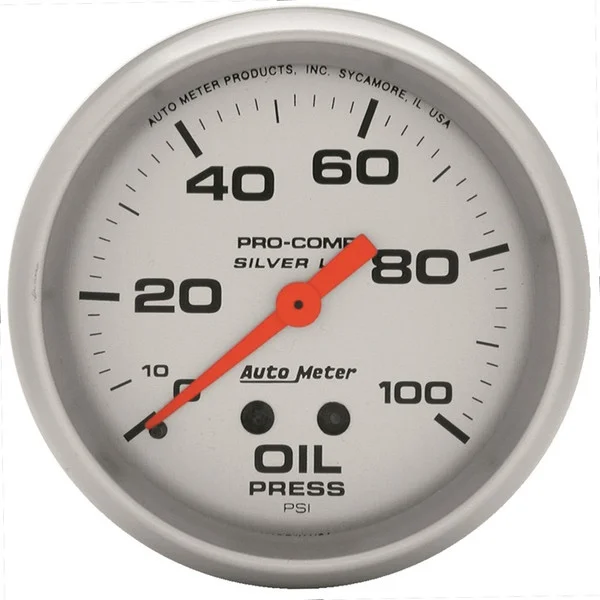 Autometer Ultra-Lite 2.625in Liquid Filled Mechanical 100 PSI Silver Oil Pressure Gauge – 4621