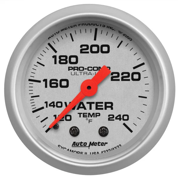 Autometer Ultra-Lite 52mm 120-240 Deg F Mechanical Water Temp Gauge 12in Tubing – 4333