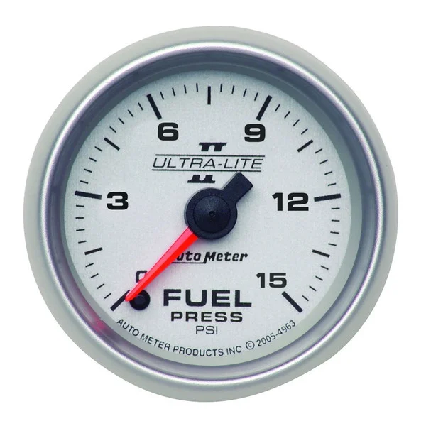 Autometer Ultra-Lite II 52mm 0-15 PSI Full Sweep Electronic Fuel Pressure Gauge – 4961