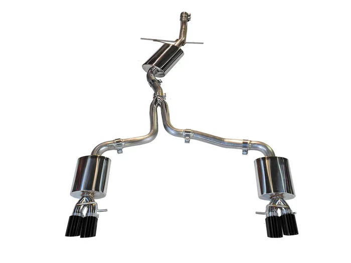 AWE Touring Edition Exhaust for B8 A4 2.0T – Quad Tip, Diamond Black Tips – 3015-43020