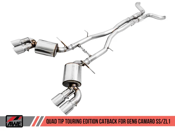 AWE Tuning 16-19 Chevy Camaro SS Res Cat-Back Exhaust -Touring Edition (Quad Chrome Silver Tips) – 3015-42092