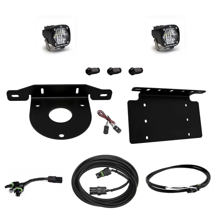 Baja Designs S1 Dual Reverse Kit w/ Upfitter Harness and License Plate Mount: 21+ Bronco – 447765UP