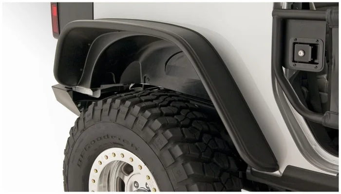 Bushwacker 07-18 Jeep Wrangler Flat Style Flares 2pc Fits 2-Door Sport Utility Only – Black