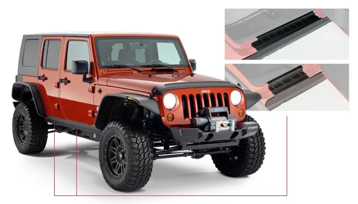 Bushwacker 07-18 Jeep Wrangler Unlimited Trail Armor Rocker Panel and Sill Plate Cover – Black