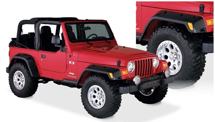 Bushwacker Front and Rear Jeep Wrangler Pocket Fender Flares, Black – 10908-07