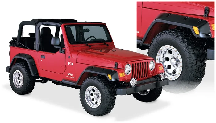 Bushwacker Front and Rear Jeep Wrangler Pocket Fender Flares, Black – 10917-07