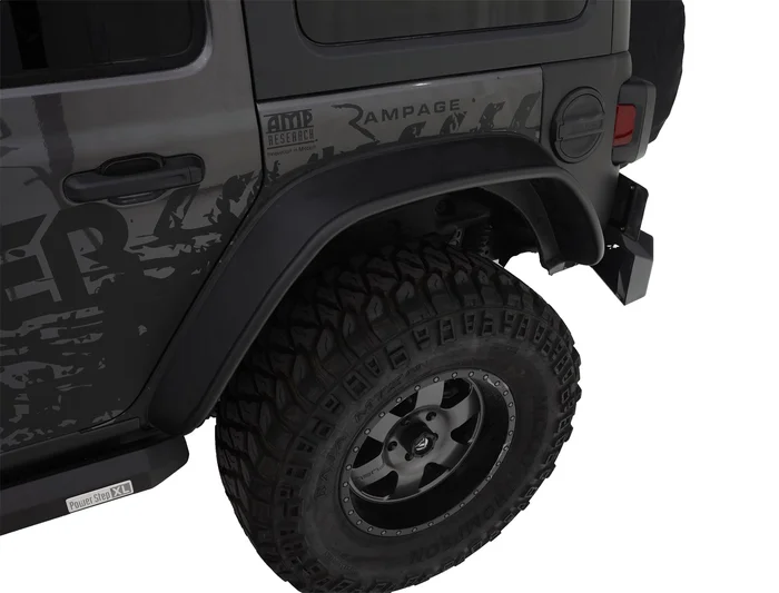 Bushwacker Rear Jeep Wrangler Flat Fender Flares, Black – 10100-07