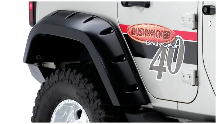 Bushwacker Rear Jeep Wrangler Max Coverage Pocket Fender Flares, Black – 10044-02