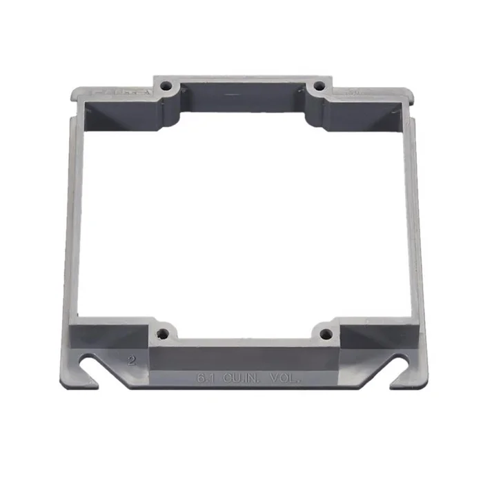 Cantex – EZ06DXA – EZ Box New and Old Work Square PVC 2 gang Box Extension Gray