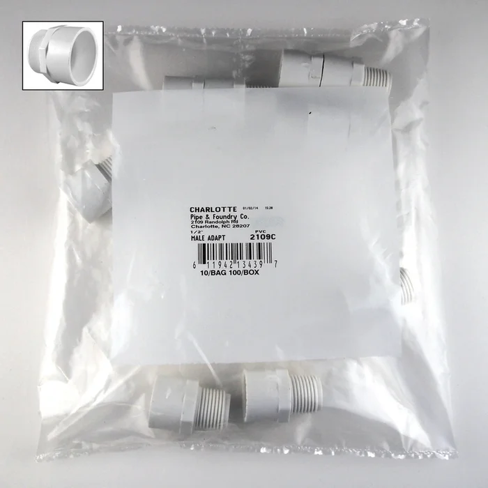 Charlotte Pipe – PVC02109C0600 – Schedule 40 1/2 in. Slip x 1/2 in. Dia. MPT PVC Adapter