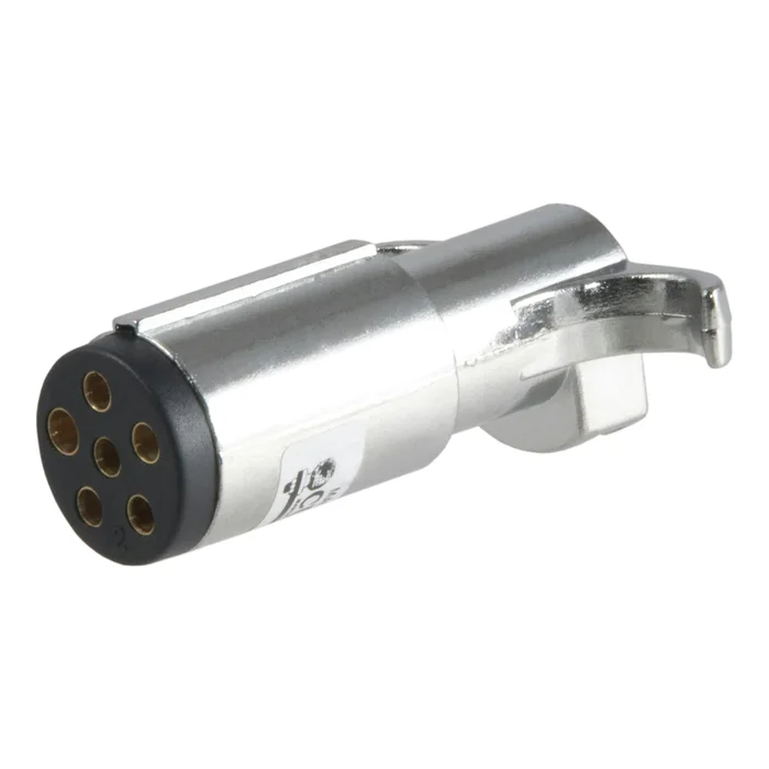 CURT 58120 6-Way Round Connector Plug (Trailer Side, Chrome Plastic)