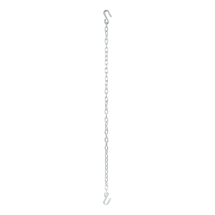 CURT 80011 48 Safety Chain with 2 S-Hooks (2,000 lbs, Clear Zinc, Packaged)