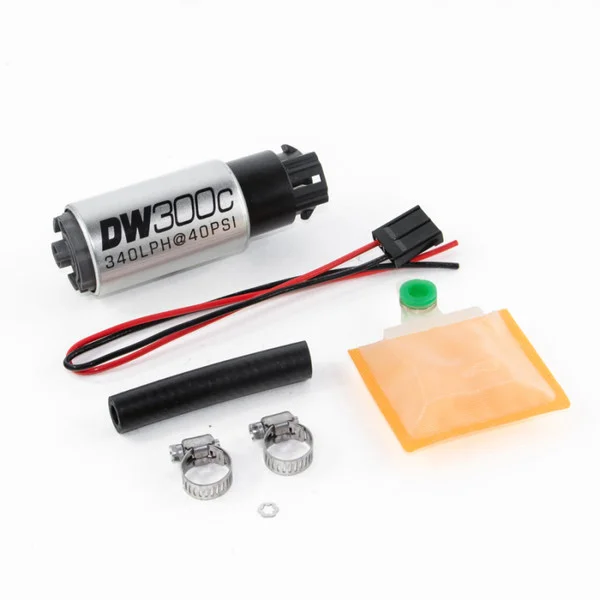 DeatschWerks 340lph DW300C Compact Fuel Pump w/ Universal Install Kit (w/ Mounting Clips) – 9-309-1000
