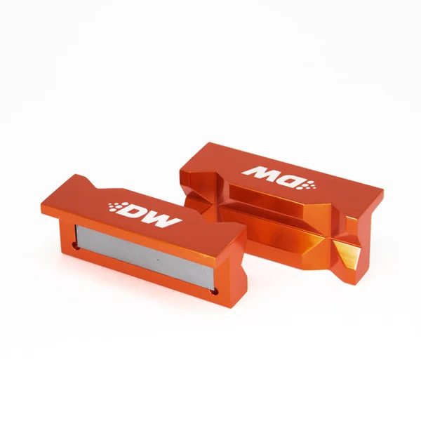 DeatschWerks 4in. Aluminum Soft Jaws w/ Magnet – Orange Anodized – 6-02-1007