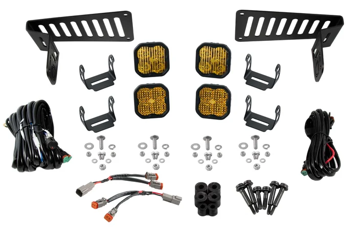 Diode Dynamics SS3 Cowl LED Bracket Kit for 18-21 Jeep JL Wrangler/Gladiator, Yellow Pro-DD6556
