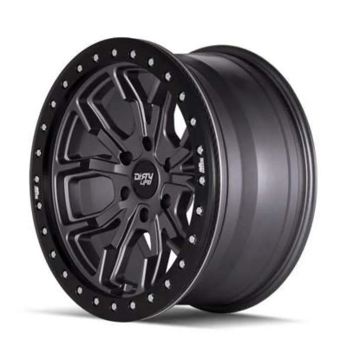 Dirty Life 9303 DT-1 17×9/5×127 BP/-12mm Offset/78.1mm Hub Matte Gunmetal Wheel – Simulated Rashring
