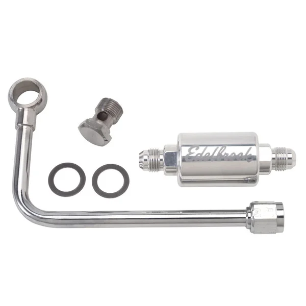 Edelbrock 3/8In Hard Fuel Line w/ -6 B-Nut and Polished Filter – 8131