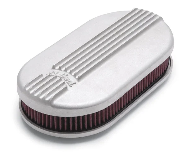 Edelbrock Air Cleaner Classic Series Oval Aluminum Top Cloth Element 17 5In X 9 35In X 3 9In Satin – 41159