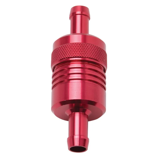 Edelbrock Fuel Filter Aluminum 3In X 01/ 1/8In 3/8In Inlet/Outlet Red – 8139