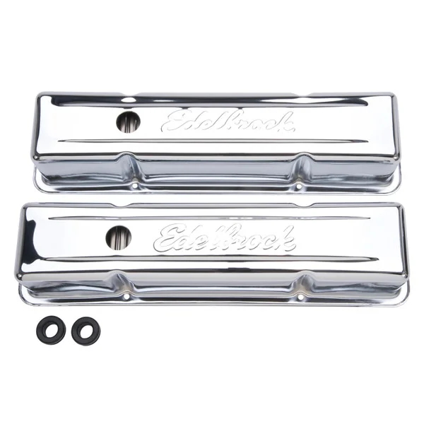 Edelbrock Valve Cover Signature Series Chevrolet 1959-1986 262-400 CI V8 Tall Chrome – 4649